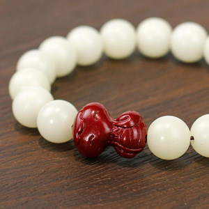 Pulsera de semillas de Bodhi de jade blanco, diseño de serpiente doble de 18mm, tallado de cinabrio, año de la serpiente, estilo chino, regalo de joyería unisex - Product Image 2