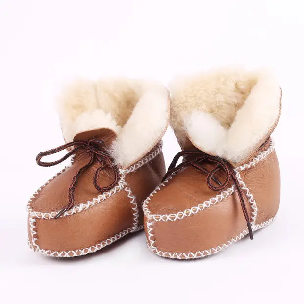 Зимние теплые ботинки ручной работы из натуральной овечьей кожи, шерстяные ботинки из овечьей кожи для новорожденных и малышей