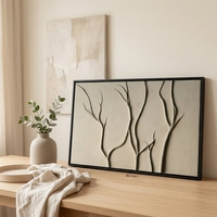 Peinture murale moderne en relief 3D sur toile, style Wabi Sabi, texture organique, branche texturée, peinture artisanale pour salon, canapé