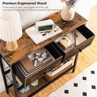Table console étroite avec 3 étagères ouvertes et deux tiroirs en tissu, pièce d'appoint étroite pour l'arrière du canapé, idéale pour les aménagements de salon compacts.