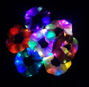 Bright color LED flashing hair ring scrunchies concert party wedding hair accessories for girls and women