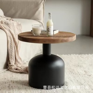 Custom-made cream-colored <b>small</b> <b>round</b> wooden coffee <b>table</b> for bedroom, living room, <b>small</b> apartment, sofa <b>side</b> <b>table</b>, tea - Product Image 1