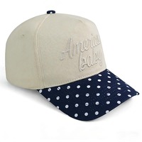 Gorra de Béisbol HBA54 de 5 Paneles con Visera Curva, Estilo Vintage, Personalizada con Bordado Americano, Diseño de Puntos Bicolor para Adultos