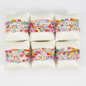 Pulseras de Cuentas de Moda, Pulseras Elásticas de Cuentas de Arcilla Coloridas, Set de Regalo Pride Equality Love Wins, Hecho en China - Product Image 2