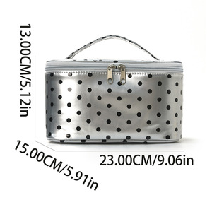 Polka Dot Water Resistant Eco-Friendly Polyester <b>Cosmetic</b> Bag Large Capacity Rectangle Storage <b>Case</b> for Home Travel Use - Product Image 5