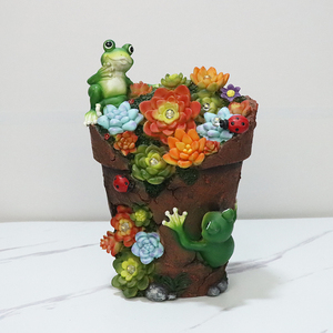 Design personalizzato a energia solare/resina riccio rana succulenta decorazione del giardino scultura artigianato popolare solare - Product Image 1