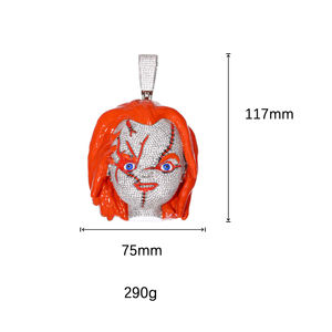 Kalung Pria kustom Aloi tembaga dilapis emas Hip Hop 5A zirkon Iced Out besar kartun <span class=keywords><strong>3D</strong></span> liontin enamel - Product Image 3