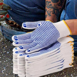 Guantes <span class=keywords><strong>de</strong></span> <span class=keywords><strong>Trabajo</strong></span> <span class=keywords><strong>de</strong></span> Algodón con Puntos <span class=keywords><strong>de</strong></span> PVC, Doble Punto, para Uso Diario - Product Image 2