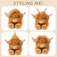 Boneka Sapi Highland Coklat Kustom, Dapat Dipanaskan di Microwave, Berbobot, Super Lembut, Terbuat dari Kapas PP, Boneka Empuk yang Menenangkan