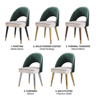 Chaise de salle à manger de luxe en velours avec dossier incurvé, style nordique, chaise de café rembourrée et confortable pour salon