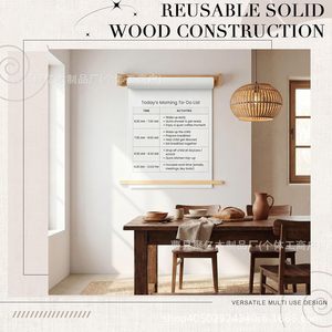 Wooden Paper Roll Holder Wall Mounted Rectangle <b>Storage</b> Organizer For <b>Drawing</b> Coloring Paper Behind Doors On Walls - Product Image 2