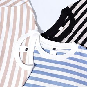 Quần Áo Các Nhà Sản Xuất Tùy Chỉnh 240 Gram Sọc Thời Trang Mùa Hè Mới Đến Giản Dị Lỏng 100% Cotton Ngắn Tay T-Shirt - Product Image 2