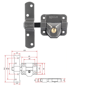 Serratura b-9, chiave singola, bullone da 140 mm, cilindro rotondo da 40 mm - Product Image 2
