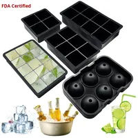 Moule à glaçons en silicone de qualité alimentaire pour la maison, noir, avec couvercle, pour whisky, démoulage facile, réutilisable