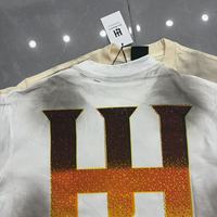 T-shirts pour hommes de haute qualité, grammage lourd, effet délavé, design de marque de luxe avec trous et strass, vente en gros, Life Hustlers