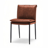 Chaise de salle à manger en métal rembourrée de style minimaliste italien, couleur marron, adaptée aux restaurants, hôtels, appartements et bureaux