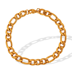 Figaro Cuba Chain <b>Titanium</b> Steel Bracelet Gold Silver Unisex Fashion Jewelry Geometric Design Simple Elegant Style - Product Image 5