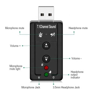 Tarjeta de sonido de 7,1 canales, dispositivo de <span class=keywords><strong>Audio</strong></span> externo sin unidad, USB 2,0, para ordenador portátil, otros dispositivos de <span class=keywords><strong>Audio</strong></span> para el hogar - Product Image 6