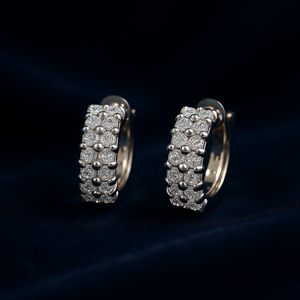 Orecchini a Cerchio E2914 in Oro Bianco con Cristalli e Strass, Gioielli di Lusso per Donna - Product Image 2