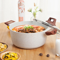 Marmite de cuisson anti adhésive, Casseroles en aluminium moulé sous pression avec couvercle, effet marbre blanc satiné, nouveau Style, 20/24/28CM