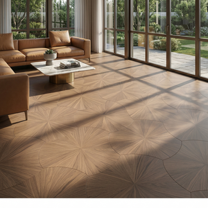 <span class=keywords><strong>Parquet</strong></span> en bois d'ingénierie chêne blanc 15 mm motif chevron brossé, pose clipsable, pour villa moderne - Product Image 2