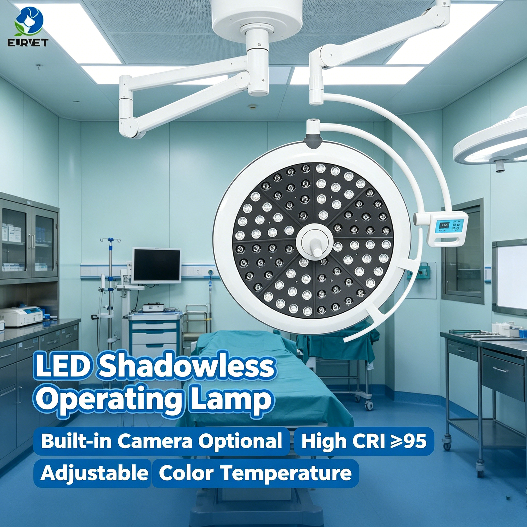 EUR VET Veterinary Equipment Ceiling Mounted LED Surgical Light for Hospital and Clinic