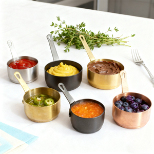 <b>Dipping</b> Bowl Cup Spoon Pepper Sauce Bowl Utensil Tableware Kitchen Mini Melting Tool Stainless Steel Gravy Sauce Cup with Handle - Product Image 1