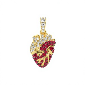 Collier Pendentif Cœur Humain Romantique Personnalisé en Or Massif 10K de Qualité Supérieure avec Diamant de Laboratoire, Design Tendance et Attrayant, Idéal pour un Cadeau - Product Image 1