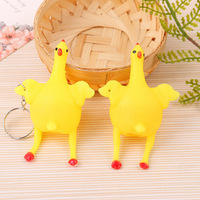 Porte-clés Poules Pondeuses Amusantes à Presser, Jouet Anti-Stress en Mousse Souple à Remontée Lente