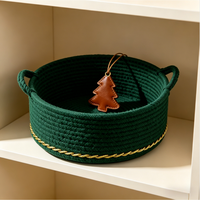 Cesta de Almacenamiento Redonda de Cuerda de Algodón Moderna, Ecológica y Ahorradora de Espacio para Escritorio, para Guardar Llaves, Bocadillos y Juguetes