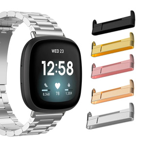 Adaptateur de remplacement pour bracelet en acier inoxydable pour montre connectée Versa4 Silver Black, connecteur métallique pour <span class=keywords><strong>Fitbit</strong></span> Versa 4 <span class=keywords><strong>Sense</strong></span> <span class=keywords><strong>2</strong></span> - Product Image 6