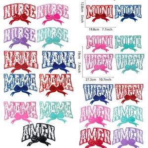 Patch brodé thermocollant en chenille « Big Mama » avec nœud à sequins pour vêtements féminins, idéal comme cadeau pour maman - Product Image 6
