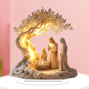 Statue de jésus arbre vie nouveau-né décoration de bureau résine acrylique ornement écologique décoration suspendue transfrontalière pour - Product Image 3