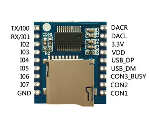 โมดูลควบคุมเสียงผ่านพอร์ตซีเรียล XY-V17B, บอร์ดเล่น MP3 แบบทริกเกอร์ MCU IO รองรับการ์ด SD TF สำหรับจัดเก็บเสียง - Product Image 5
