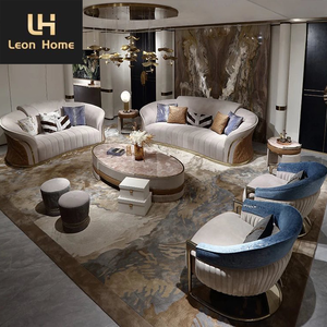 تصميم فاخر على الطراز الأوروبي جودة قماش مخملي مصمم منحنى أريكة أثاث غرفة المعيشة - Product Image 1