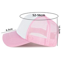 Cappellino da Baseball in Rete per Bambini, Bianco e Rosa, Traspirante, Protezione Solare, Unisex, Primavera-Estate, Casual, Personalizzabile con Ricamo, in Cotone, per Esterni