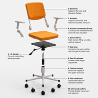 Chaise de bureau ergonomique pivotante avec accoudoirs, base roulante, réglable, pour la maison, l'école et les études