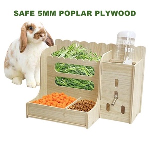 Comedero y Bebedero de Madera Contrachapada de Álamo para Conejos, Chinchillas y Mascotas Pequeñas, 11x7.5x7.9 pulgadas - Product Image 6