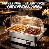 Plateau chauffant électrique en acier inoxydable pour buffet d'hôtel, restaurant, banquet de mariage, ensemble de plats chauffants
