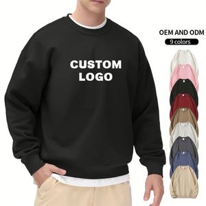 เสื้อสเวตเตอร์คอกลมสีขาวผ้าฝ้ายคุณภาพสูงแบบขายส่ง OEM สำหรับฤดูใบไม้ร่วง แบบเรียบ ทอสีพื้น มีกระเป๋า  สามารถสั่งทำได้ - Product Image 1