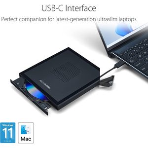 Lecteur de DVD+/-RW externe ZenDrive V1M, interface USB-C, type plateau, vitesse d'écriture 6x, prise en charge M-DISC - Product Image 5
