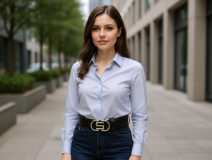 Alloy Plate Buckle Belt 3.5 Cm Solid Letter Buckle Casual Style - Product Image 2