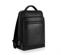 Sac à dos pour ordinateur portable en cuir véritable multifonctionnel personnalisé avec système de verrouillage par empreinte digitale, antivol intelligent pour homme
