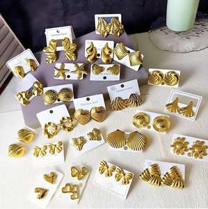 MW非変色女性低刺激性ジュエリーイヤリングステンレス鋼イヤリングジュエリー18k金メッキスタッドイヤリング卸売 - Product Image 1