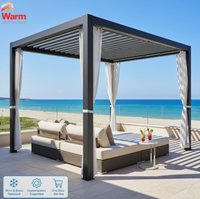 Pérgola Motorizada de Lujo Personalizada de 3x3m con Techo de Aluminio, Persianas para Tragaluz, Iluminación Circular y Recubrimiento en Polvo con LED