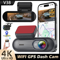 Caméra embarquée 2CH 4K avant + 4K arrière avec GPS intégré, haute définition, grand angle 170°, vision nocturne, connectivité téléphone portable, 24h/24