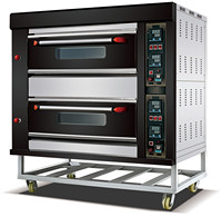 Four à sole électrique commercial 13,2 kW, 2 niveaux, 4 plateaux, en acier inoxydable, pour boulangerie, restaurant, pizza, pain, pâtisserie