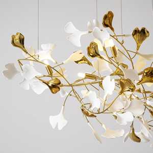 Lustre en <span class=keywords><strong>c</strong></span>éramique pour villa, salon, style Art déco, feuille de Ginkgo, métal, LED, CRI élevé, sans scintillement, installation créative nordique - Product Image 3