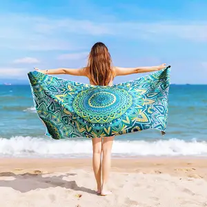 त्वरित सूखी नई डिजाइन कस्टम लोगो डिजिटल मुद्रित उच्च बनाने की क्रिया रेत मुफ्त Microfiber के समुद्र तट तौलिया
