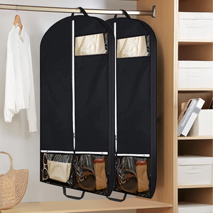 Sac de voyage pliable de haute qualité pour vêtements, 43x24 pouces, avec deux poignées, grande poche inférieure en PVC, fermeture éclair recouverte, non tissé, résistant à l'humidité - Product Image 4